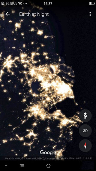 Google Earth怎么查看地球夜景?