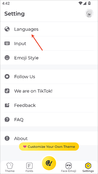 Facemoji Keyboard中英文切换方式