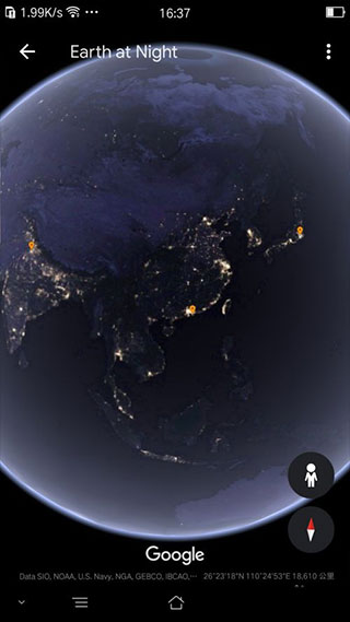 Google Earth怎么查看地球夜景?