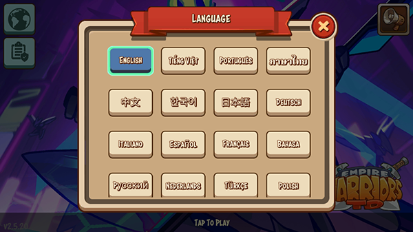 帝国战士TD英雄之战怎么设置中文